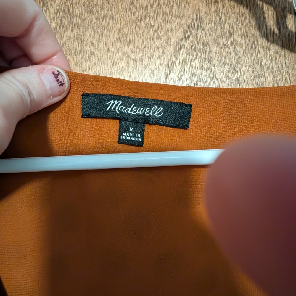 Madewell Rust Velvet Polka Dot Wrap Dress - Picture 2 of 3